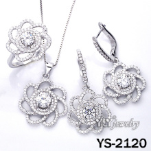 Micro Pave 925 Sterling Silver Flower Jewelry Set (YS-2120)